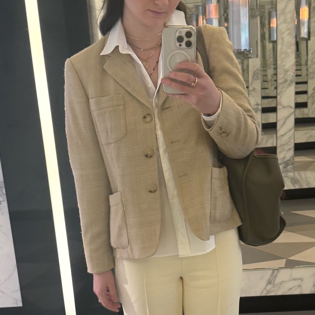 Ralph Lauren Silk Blazer Tan Camel Size 8 Fits 4-6